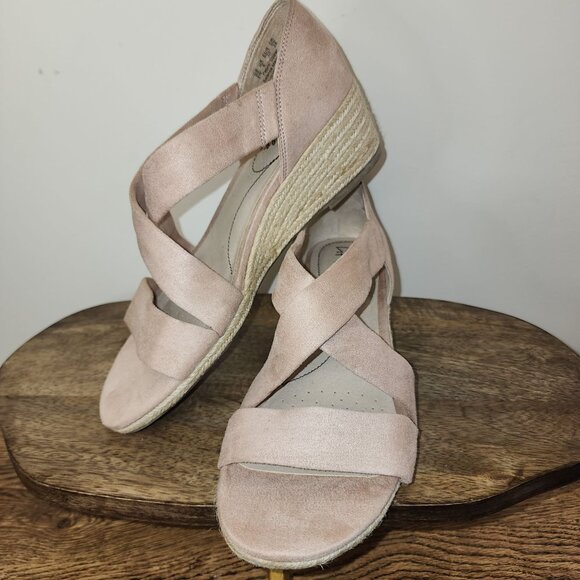 LifeStride Soft System Blush Pink Siesta Espadrille Wedge Sandal-Size 9 - Picture 1 of 7